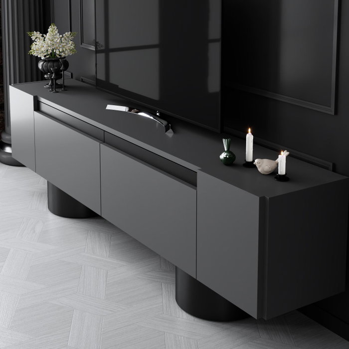 Hanah Home Bohem Soporte para TV Antracita y Negro Hanah Home Bohem Soporte para TV Antracita y Negro